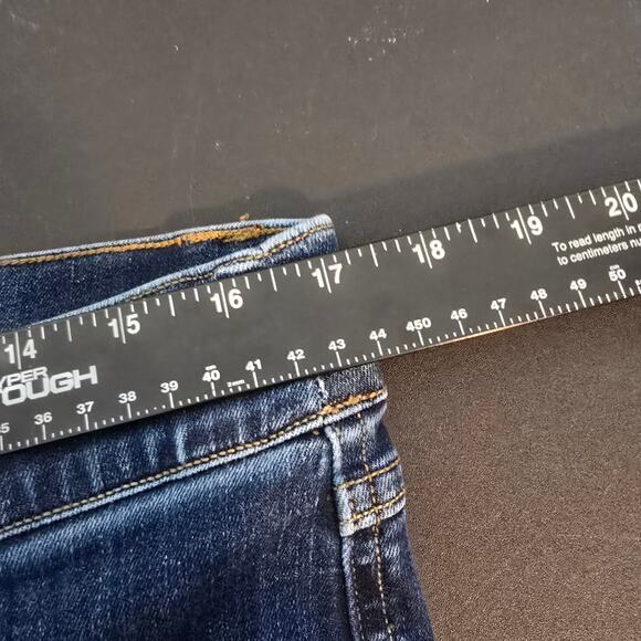 Spanx Women's Pull On Dark Wash Back Pockets Wide Leg Flare Jeans Size XL - Picture 9 of 11